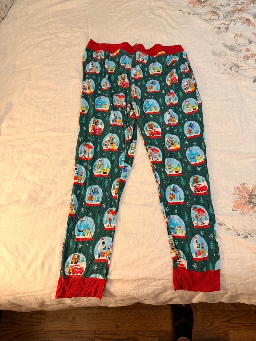 Little Sleepies pixar Snow Globe Print Pajama Pants with Red Trim